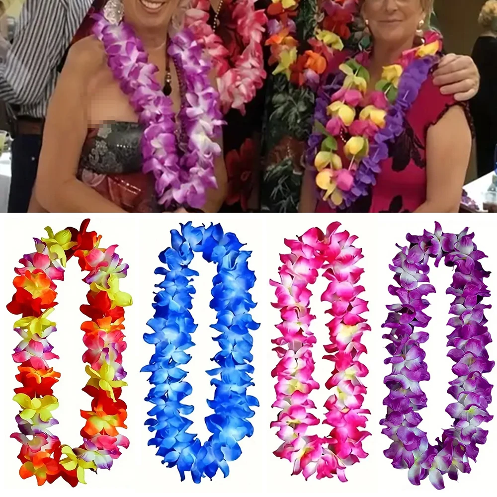 1/2 قطعة هاواي الاستوائية ليس رشاقته متعدد الألوان الأزرق الوردي هاواي إكليل جارلاند حولا الرقص حفلة الشاطئ زينة عيد الميلاد