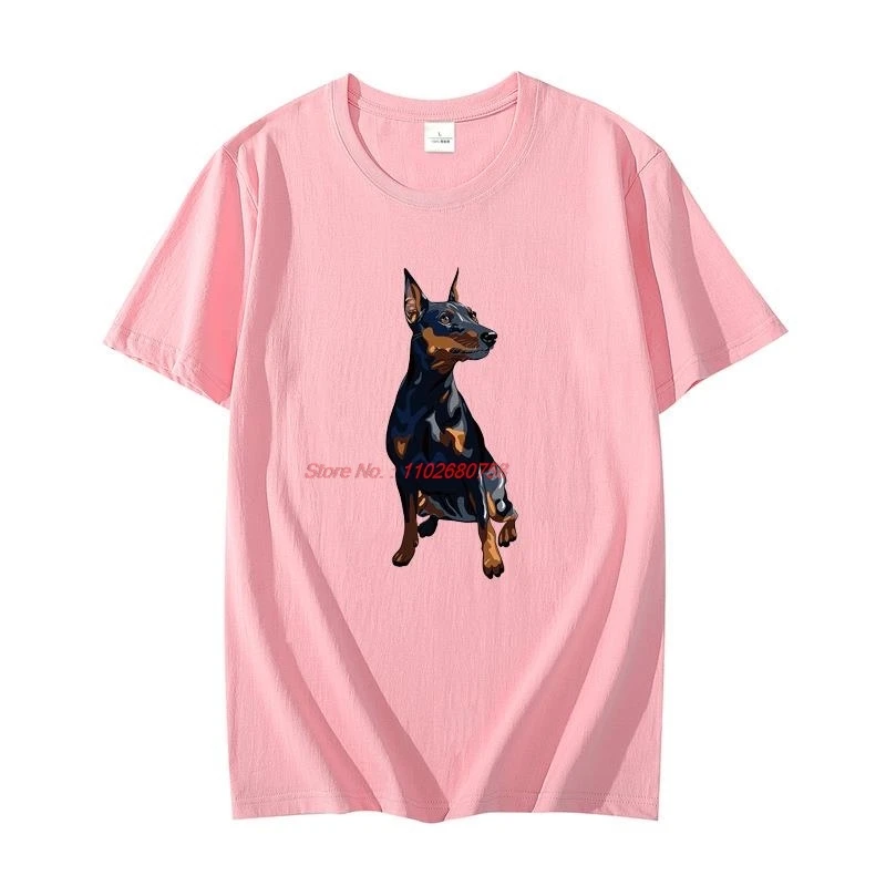 Miniature Pinscher Breed Dog graphic t shirts Cotton Short Sleeve t shirt for men oversize t-shirts Summer Men's clothing