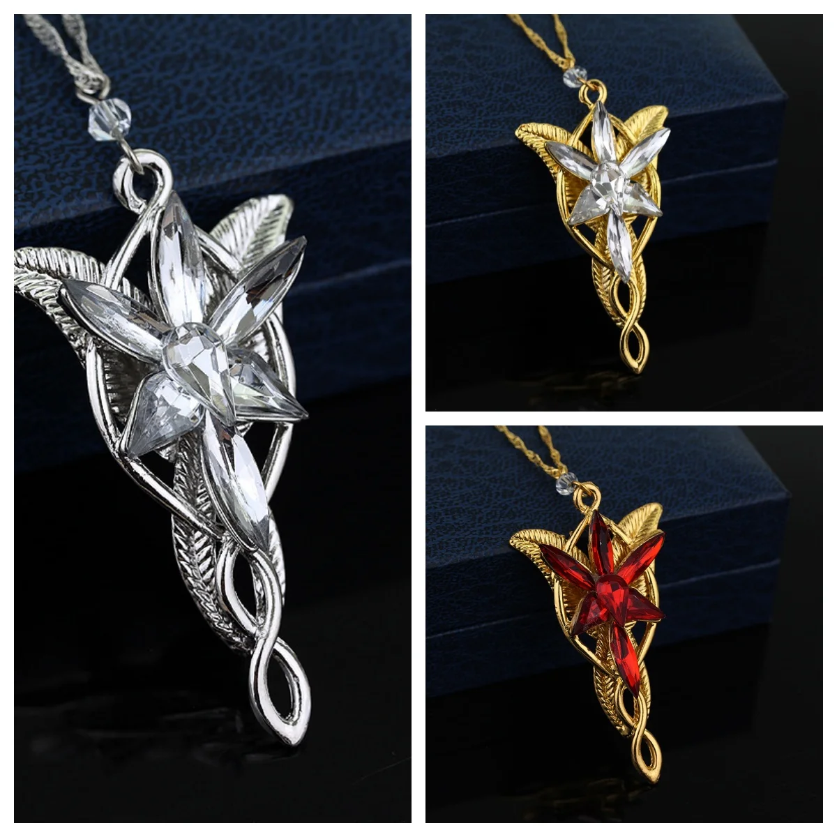 Arwen Evenstar Movie Necklace Silver Color Crystal Pendant Necklaces for Women Girl Party Jewelry Gift Jewelry