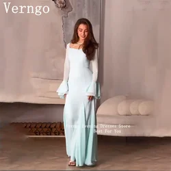 Verngo Light Blue Mermaid Prom Gown Square Collar Party Dress Lace Up Evening Dress Women Elegant Simple Prom Dress