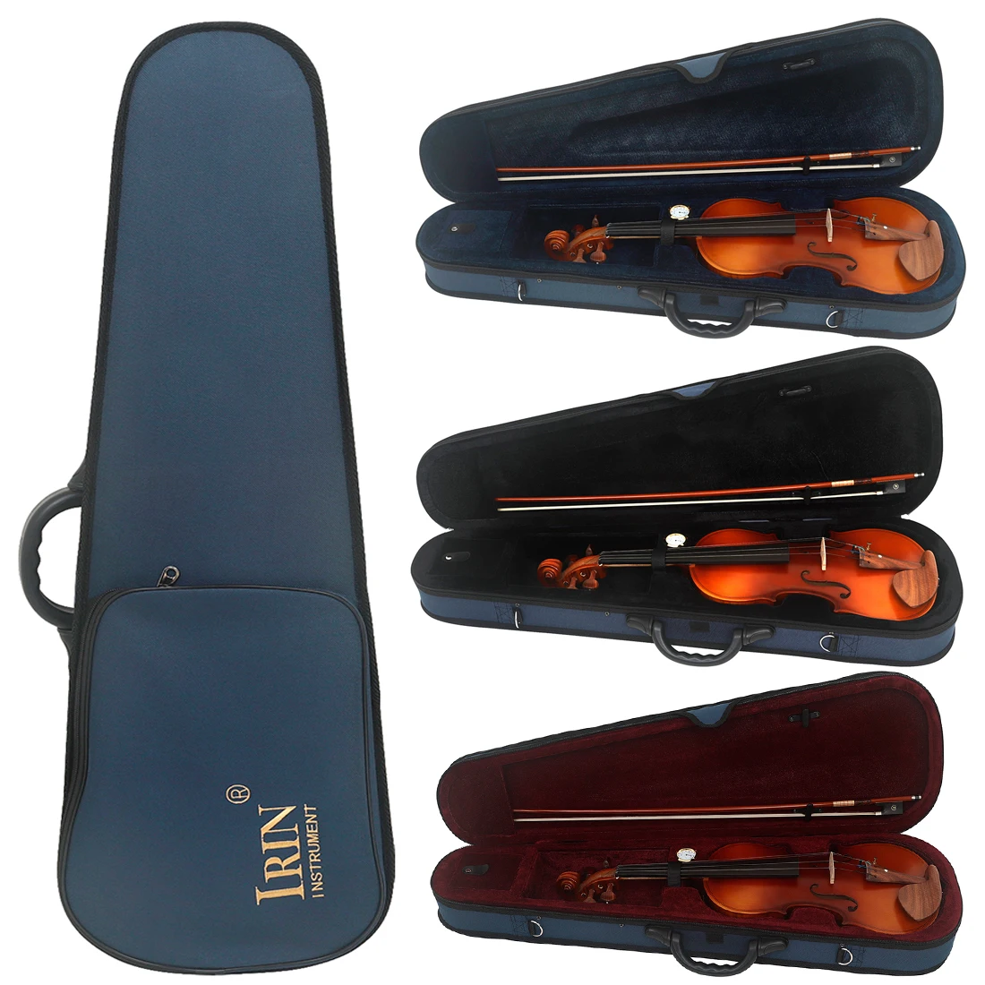 Violin Oxford Box 4/4 3/4 1/2 1/4 1/8 Violin Square Case with Hygrometer  Multicolor Triangle Box Violin Accessories