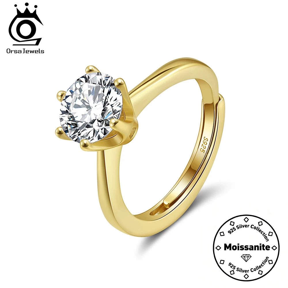 

ORSA JEWELS 1-4CT Кольцо с бриллиантом из муассанита Сверкающее стерлинговое серебро S925 Обручальное свадебное ювелирное кольцо круглой огранки SMOR02