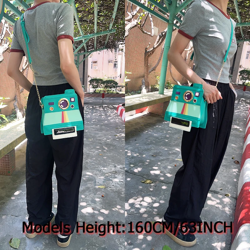 Novelty Polaroid Shape Chain Shoulder Bag for Women Fashion Cartoon Camera Purses and Handbags Girls Crossbody Bag Green Clutch