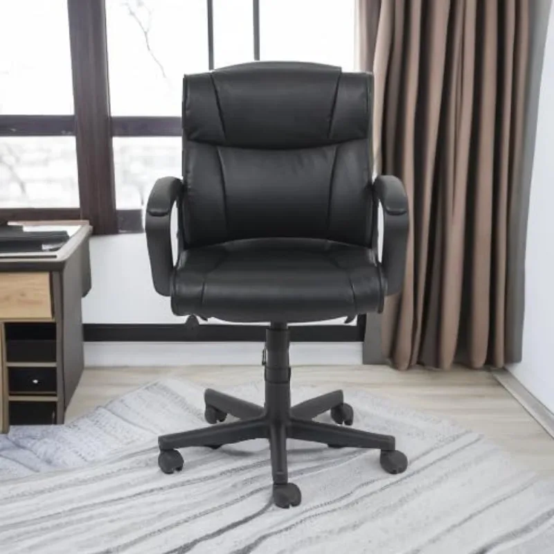 Office Computer Task Desk Chair with Padded Armrests, Mid-Back, Adjustable, 360 Swivel, Rolling, 275 Pound