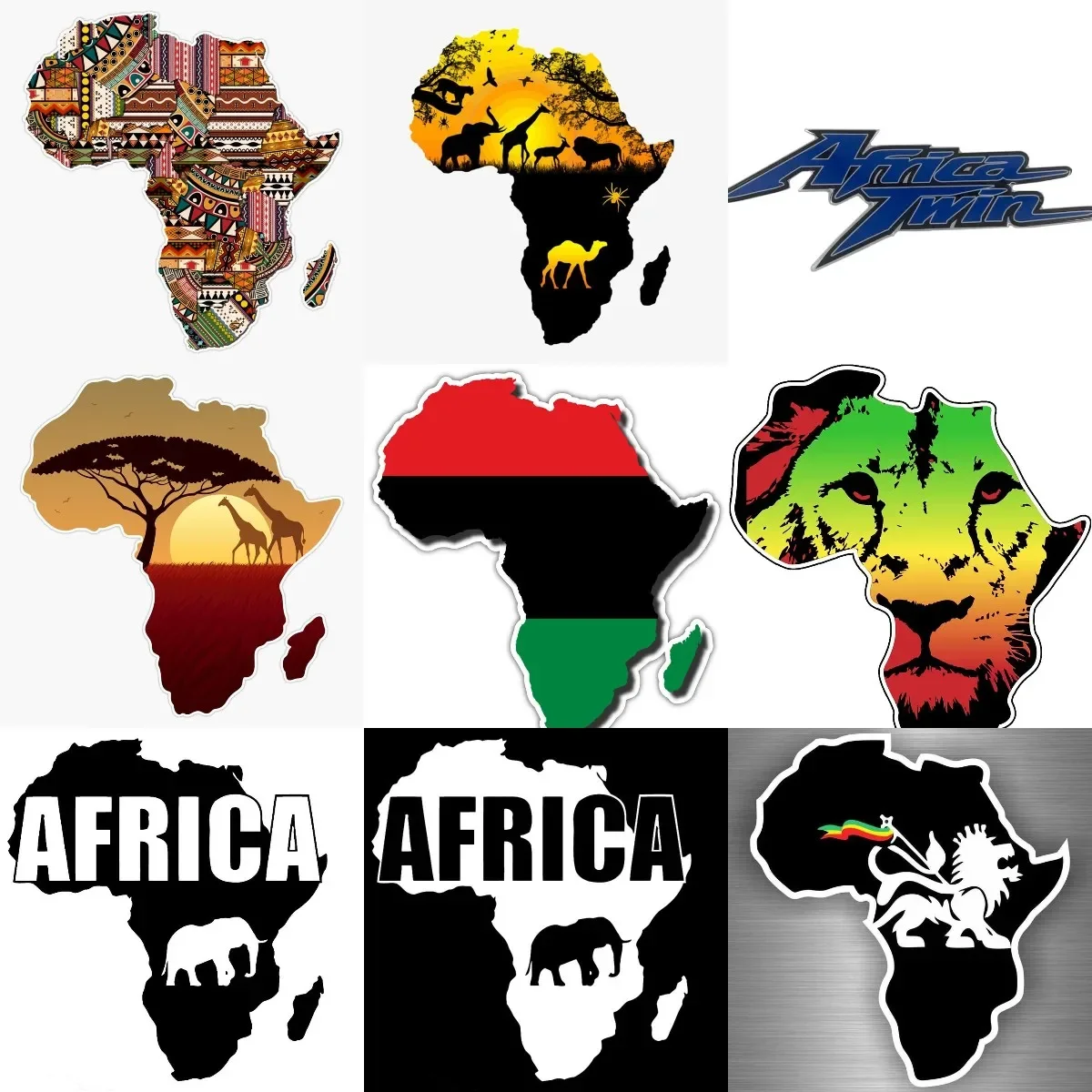 

Africa African Savannah Map Animal Stickers for Covered Scratch Decorate Car Window Wall Room Truck Bicycle Off-road Helmet Van