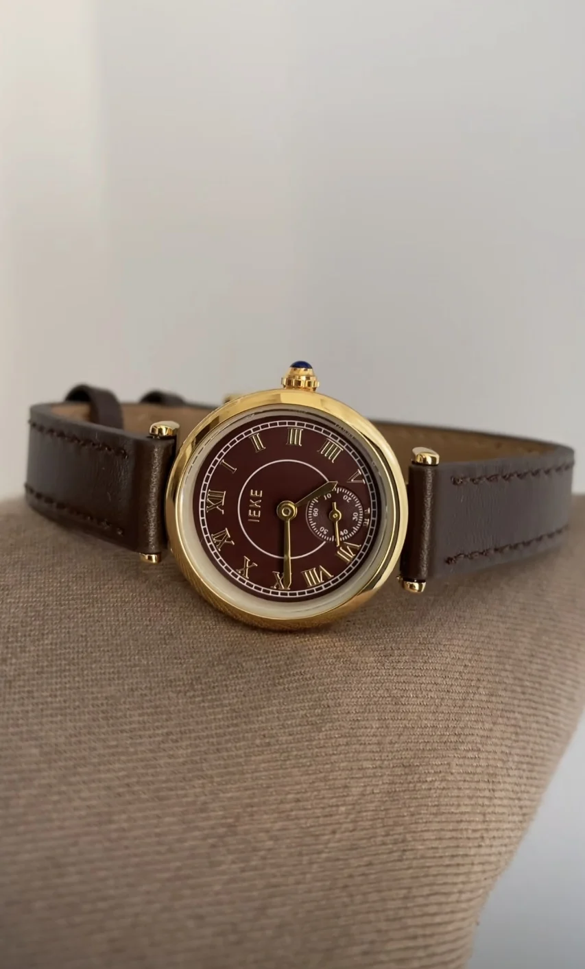 New Gold-Brown Vintage And Stylish High-End Leather Watch For Women, A High-Quality Wristwatch, A Perfect Gift For Women.