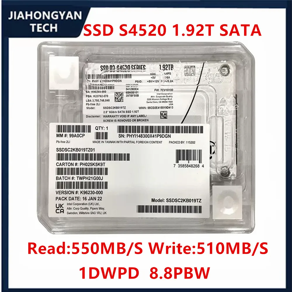 

Оригинальный твердотельный накопитель для сервера Intel S4520 1,92 T 2.5in Enterprise SATA