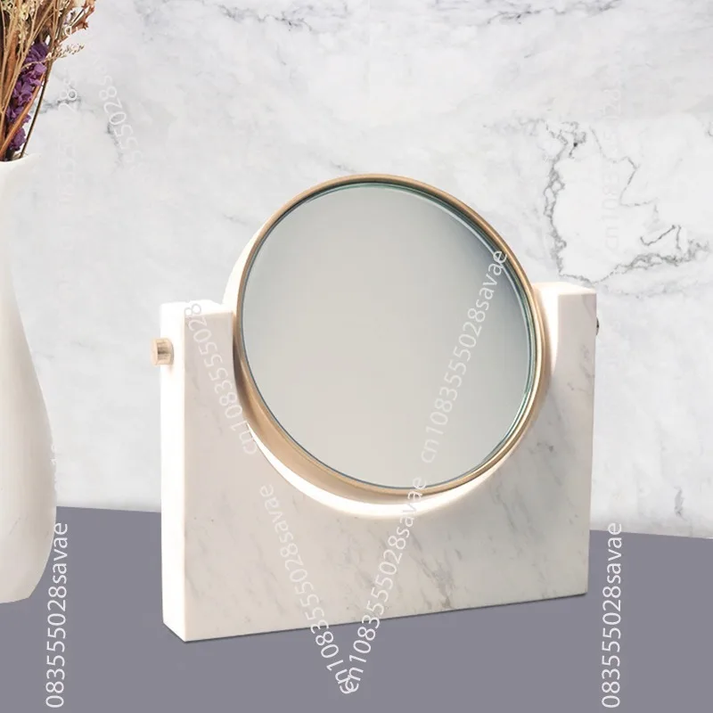 

Makeup Mirror Desktop Table Marble Home Large Round Double-sided Rotating Girls Dressing Mirror