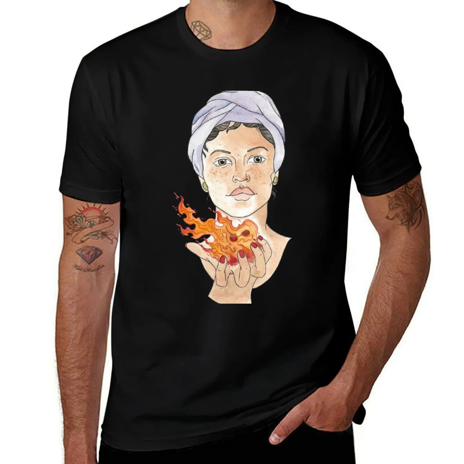 

Neo-traditional Hestia T-Shirt vintage anime shirt anime clothes tops T-shirts oversize slim fit t shirts for men