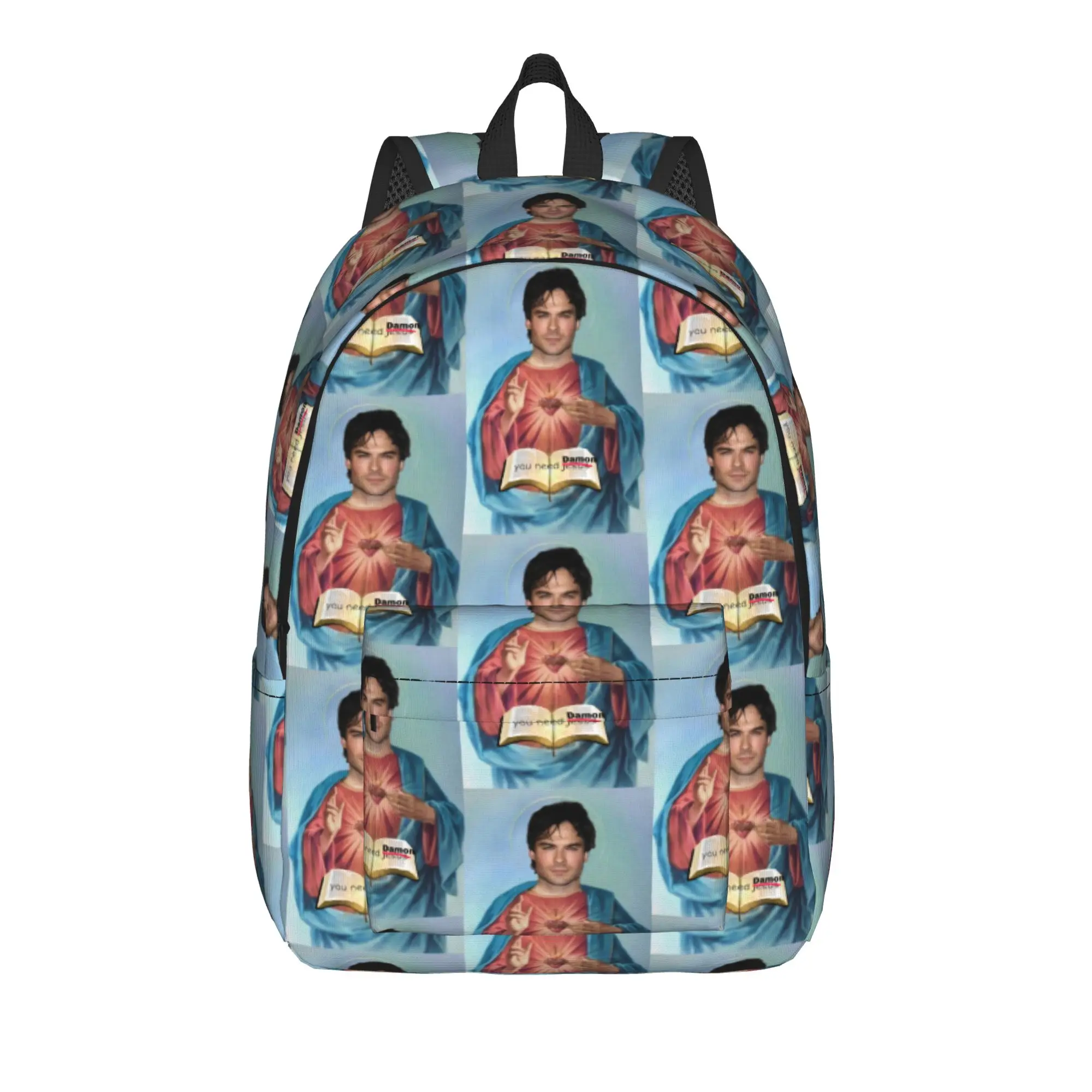 The Vampire Diaries Resuable Movie Backpack Women Damon Salvatore Pattern Backpacks Casual High School Bags Travel Rucksack