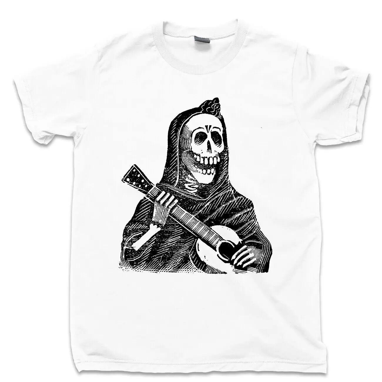 

Skeleton Playing Guitar T Shirt Mexican Calavera Skull Cinco De Mayo Fiesta Tee