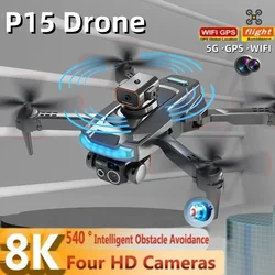 Nuovo P15 Drone 4K HD Fotografia Aerea Professionale Piega Evitamento Ostacoli Aereo di Controllo Remoto Flusso Ottico Quadcopter