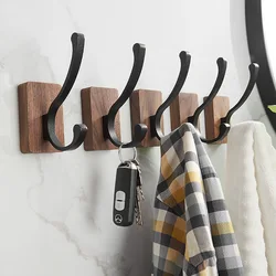 1PCS Retro Wood Coat Hook Wall Shelves For Bedroom Room Organizers Storage Rack Home Decor Hanger Key Holder Clothing Rack