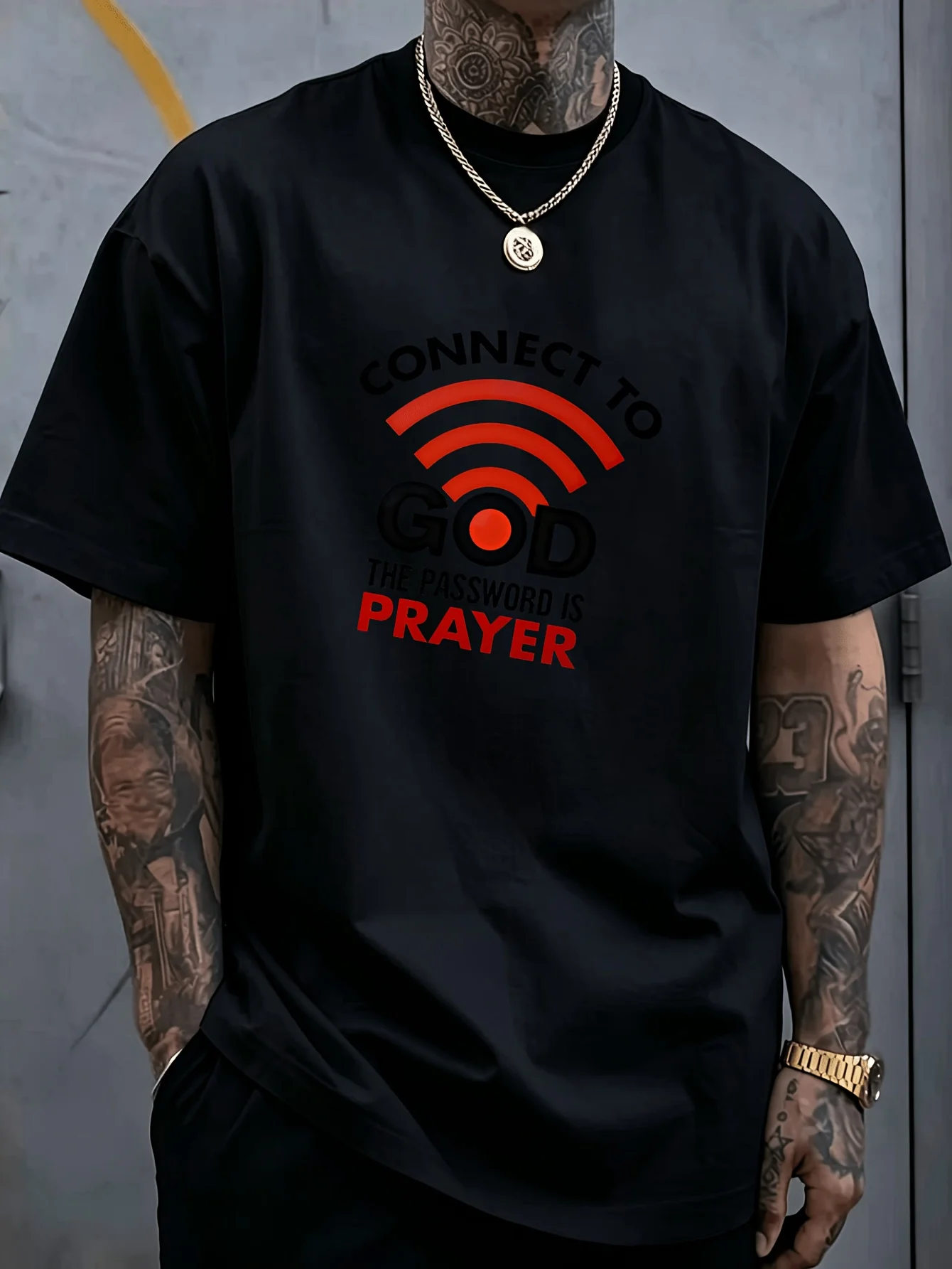 Men'S Connect to God The Password Is Prayer Print Funny T-Shirt Casual Comfortable