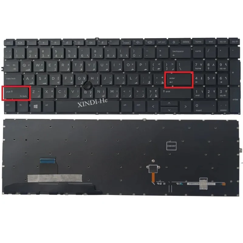 Arabic Non-backlit Keyboard For HP EliteBook 850 G7 850 G8 855 G7 855 G8 with poniter AR Layout