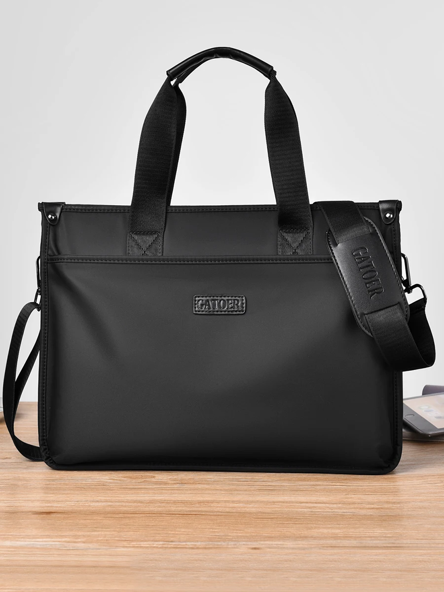 

Large Capaci Tee-Layer Men's Busin Bag Commuter oulder Crossbody Cuter Bag Bapa Soft Ox Fabric Zipper Clo...