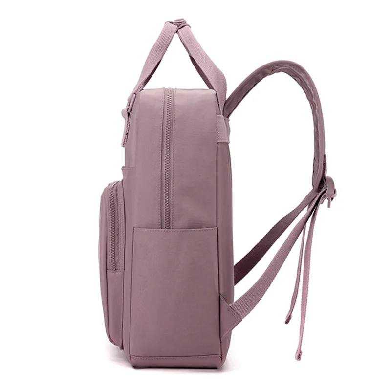 Korean Solid Colour Women's Backpack Casual Commute Laptop Backpack Fashion Handbag Schoolbag Waterproof Nylon Travel Rucksack