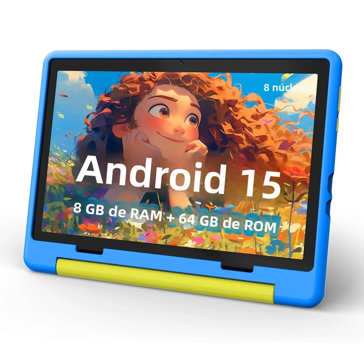 Tableta para niños Android 15 tableta para niños 10 pulgadas 8GB + 64GB 8 núcleos con estuche 1TB TF ampliable para niños pequeños Control Parental