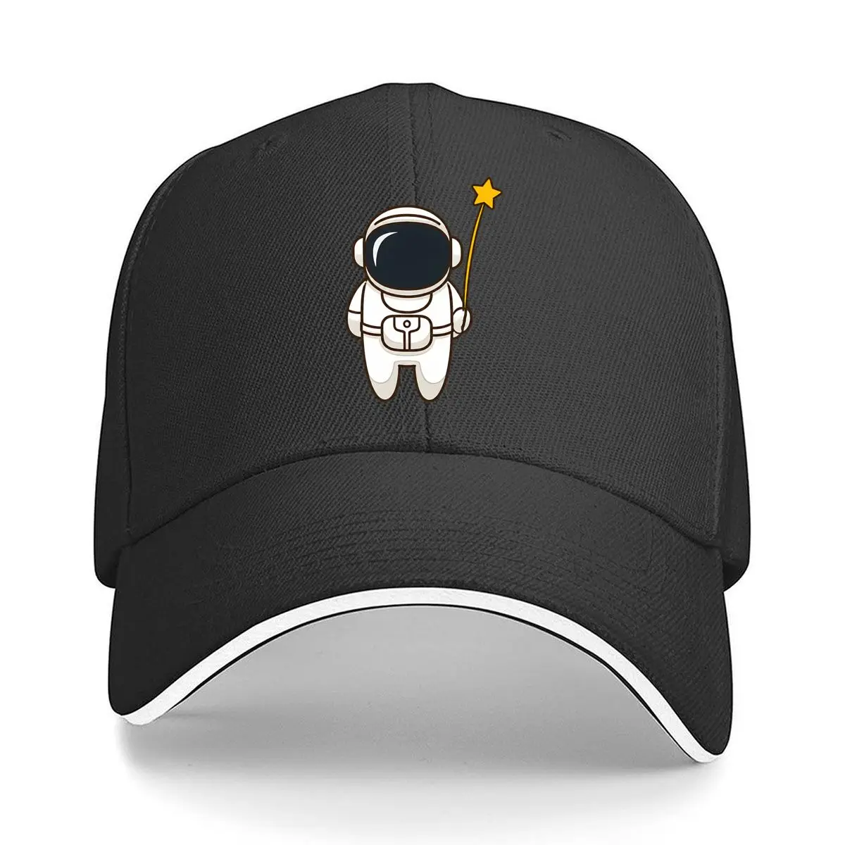 Cute Astronaut Holding Yellow Star Wand Hip Hop hat Fashion Outdoor Sports Sandwich Baseball Cap