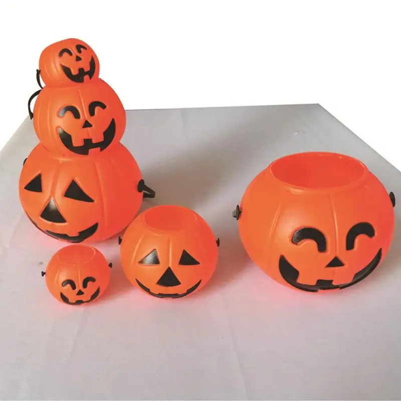 Halloween Pumpkin Bucket Pumpkin Gift Box Trick Halloween Candy Bucket Pumpkin Smile Face Light Up Trick Or Treat Basket