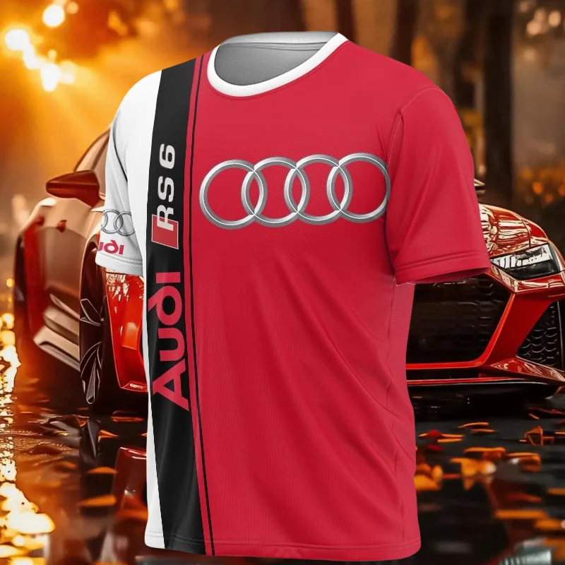 

Summer new hot-selling Audi quattro men's 3D printing short-sleeved T-shirt breathable and cool casual T-shirt MOTO three