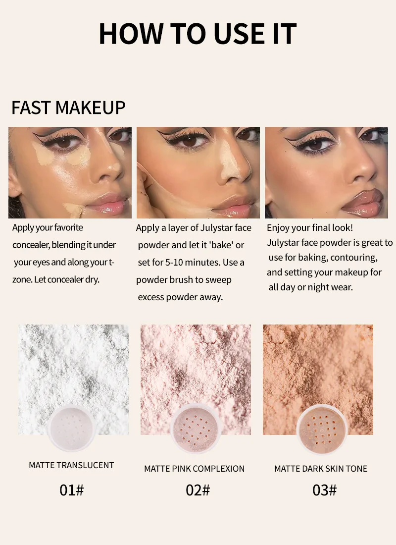 Portable Matte Loose Setting Powder Lightweight Sweat‑proof Waterproof Long‑wear Anti‑smudge Face Makeup Cosmetics