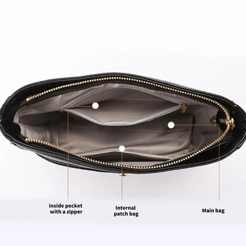 

E8FB Women's Leather Shoulder Bag With Multiple Compartments Crossbody Bags Satchel