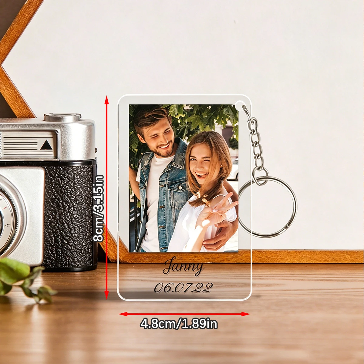 Custom Photo Acrylic Keychain Personalized Text Picture Customized Couple Family Pet Photo Keychain Gift For Lover Friend view 6