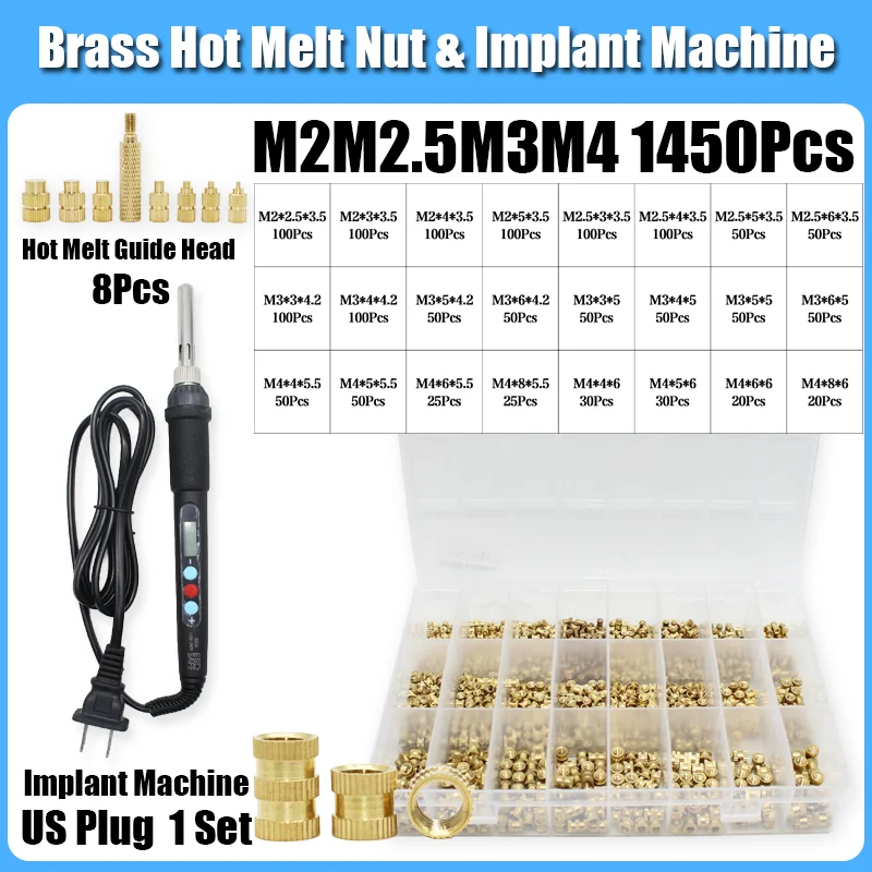 Messing Einsatz Mutter Lötkolben M2 M3 M4 M5 M6 M8 Hot Melt Guide Kopf Gerändelt Kupfer Muttern Einsätze Kunststoff 3D Drucker Zubehör – Detail 10