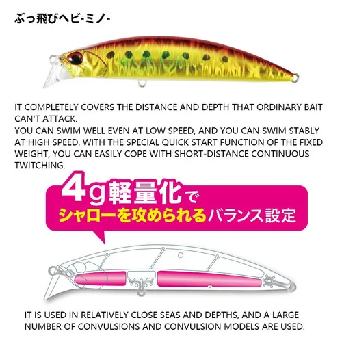 Imagen 2 del producto Señuelo de pesca Minnow, 95mm/30g, jerkbait artificial para trucha, wobbler hundido para lubina,Duo Beach Walker Fulcrum 95 Axcion 95