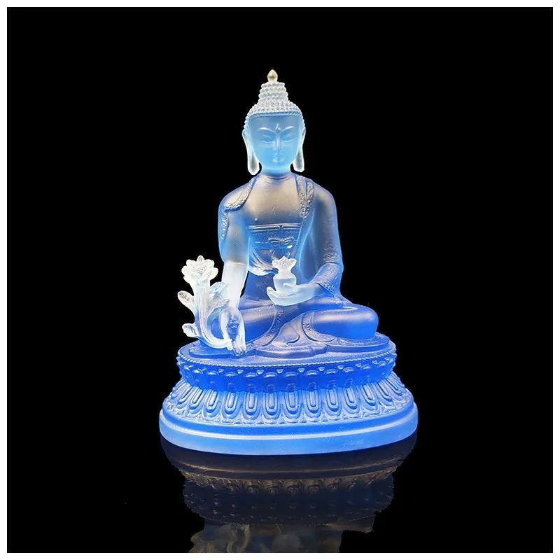 10cm water Liuli Medicine Buddha statue Bhaisajyaguru  figurine