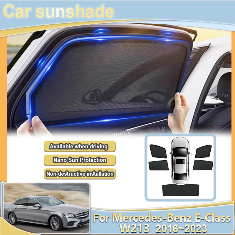 

Для Mercedes-Benz E-Class W213 2016-2023: Солнцезащитные шторки-сетки на магнитах для автомобиля, блокирующие свет, с защитой от УФ-лучей, автоаксессуары