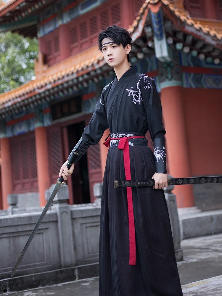 จีนโบราณHanfuชุดฮาโลวีนคอสเพลย์ปาร์ตี้ชุดTangชุดแบบดั้งเดิมคลาสสิกTang Dynasty Swordsman Robe