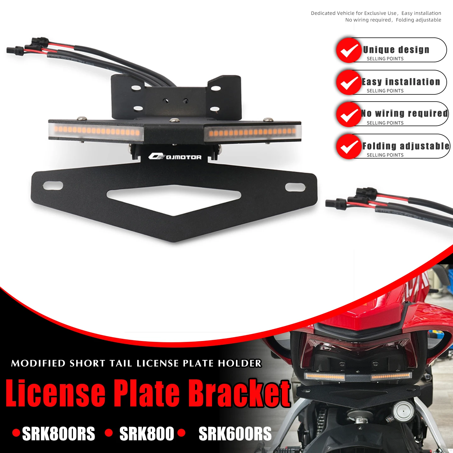 

Motorcycle Brake Turn Signals Integrated LED Lights License Plate Bracket For QJMOTOR SRK800 SRK800RS SRK600RS SRK 600/800RS 800