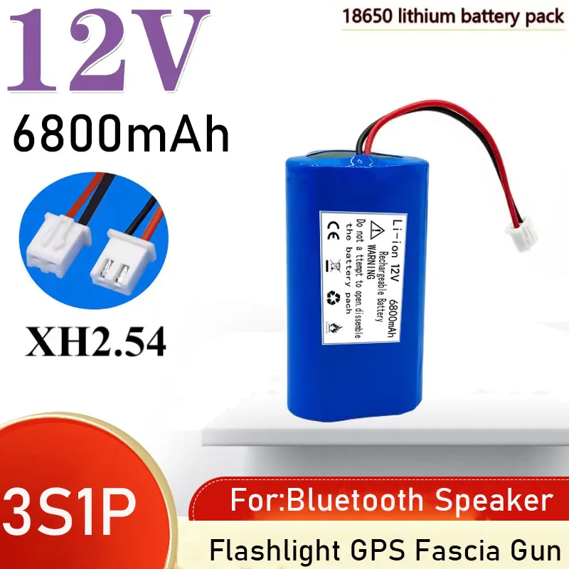 

Batterie Au Lithium Pour Lampe De Poche Haut-parleur Bluetooth, BMS Intégré, 3S1P 18650 12V, 6800mAh Nouveau Pistolet GPS Fascia