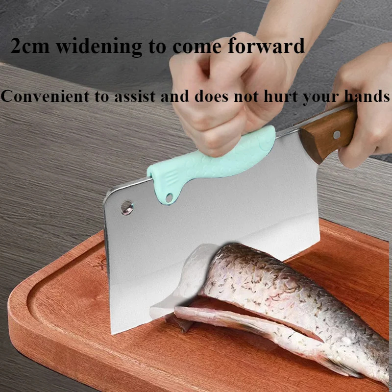 1 Pcs Stainless Steel Kitchen Knife Back Shield Silicone Hand Protector Labor-saving Chopping Anti-cutting Hand Guard