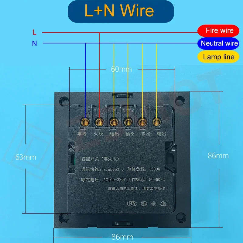 Tuya Smart Zigbee-Schalter mit Wetterzeitanzeige, Induktionsfunktion für den menschlichen Körper, 4-Gang-Wandlicht-Tastenschalter mit Fernbedienung