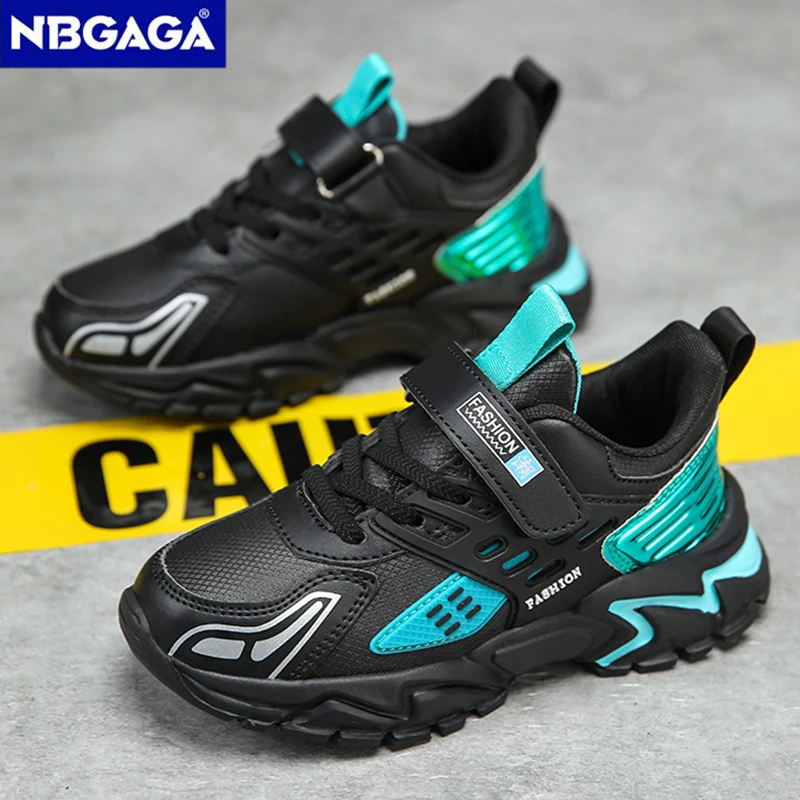 All Seasons Casual Sport Shoes for Children Boys Non-slip Kids School Fashion Running Sneaker Leather Tennis Footwear Size:28-39