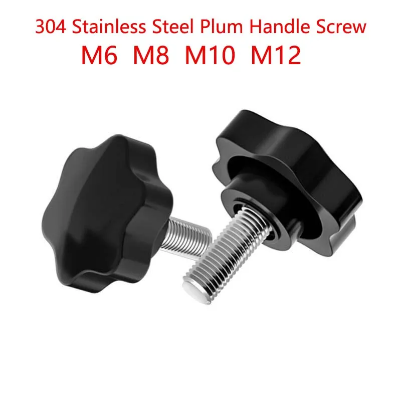 

1Pc 304 Stainless Steel Plum Handle Screw Plum Handle Star Thread Hand Knob Clamping Tightening Bolt M6 M8 M10 M12