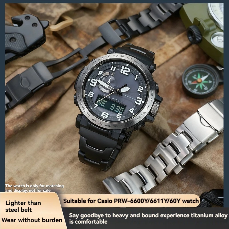 

Titanium alloy lightweight modified For Casio mountain watch PRG600/650 PRW-6600Y series men's modified watch strap 24mm