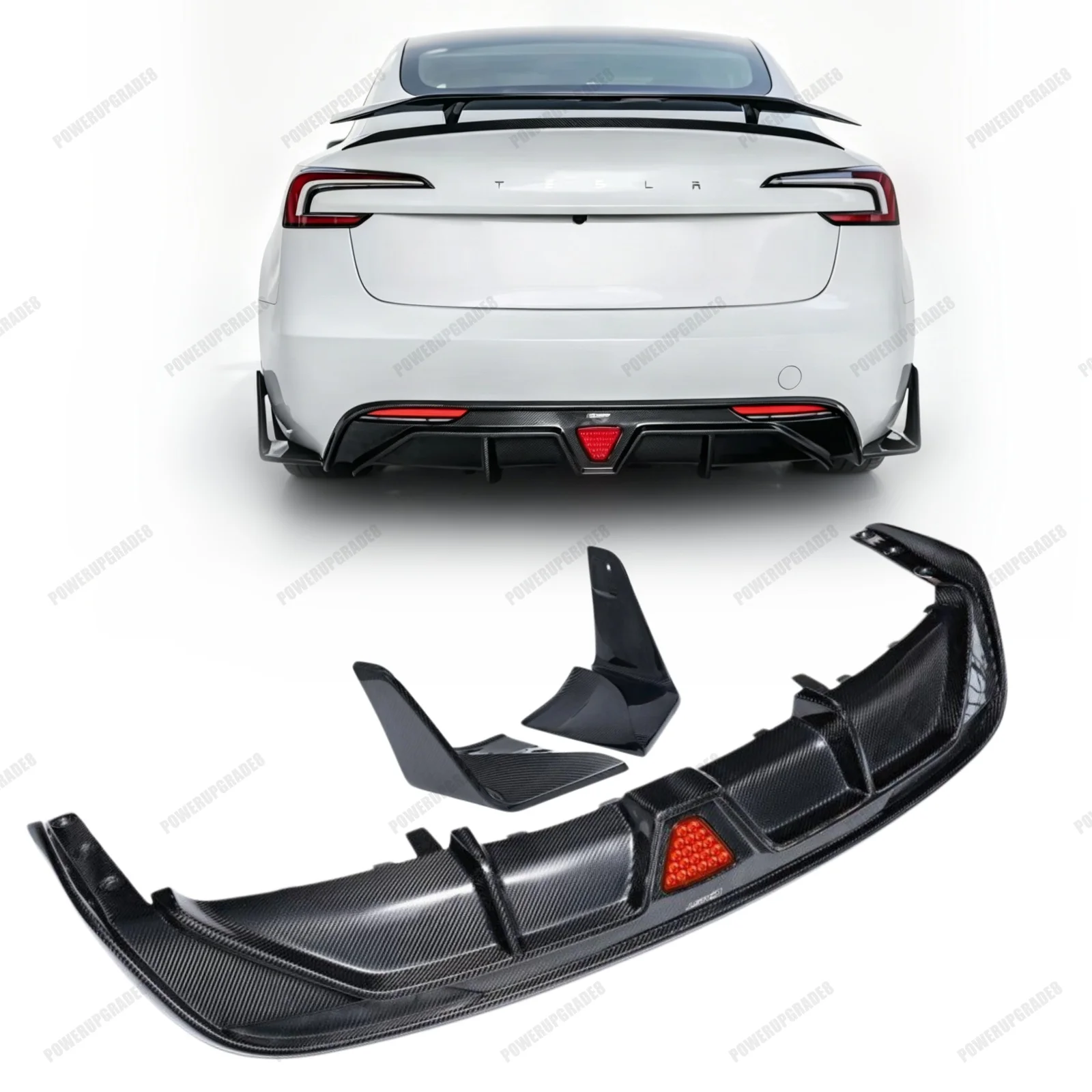 Rear Bumper Diffuser For Tesla Model 3 Highland/Performance Carbon Fiber Rear Lip Splitter Body Kit Tuning Accessories