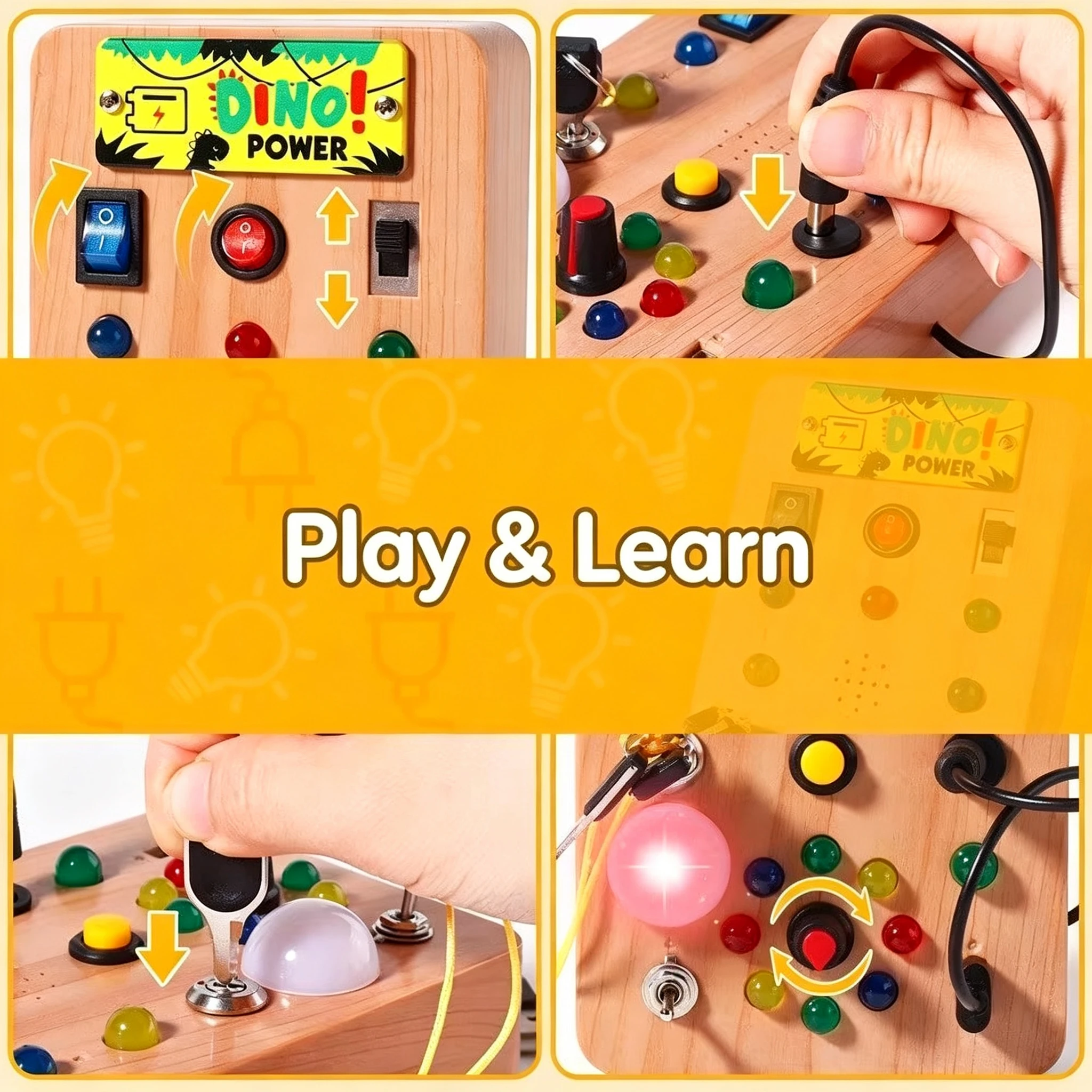 Kids LED Activity Board, Traffic Light Switch Toy for Fine Motor Skills, Early Learning Educational Gift for Boys Girls