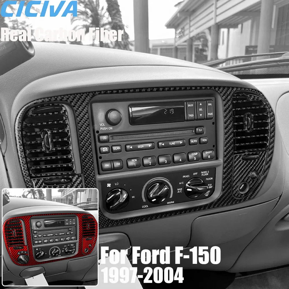 

Real Carbon Fiber Car Accessories Climate Set Trim Cover Soft Sticker For Ford F-150 1997 1998 1999 2000 2001 2002 2003 2004