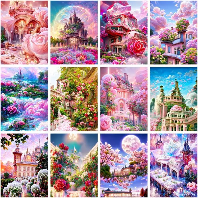 

CHENISTORY Paint By Number Fantasy Castle Scenery Drawing On Canvas HandPainted Art Gift DIY Picture By Number Kits Home Decor