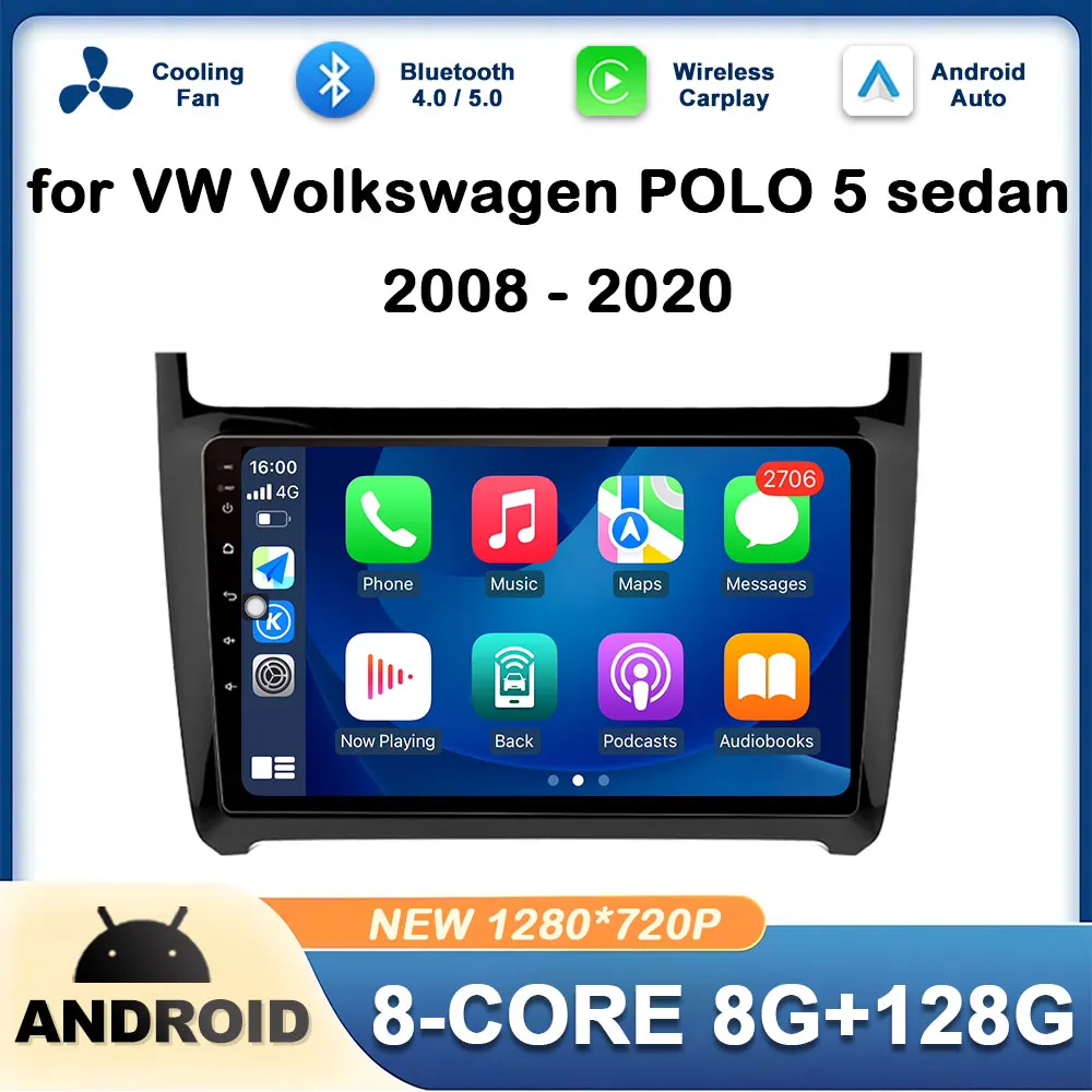 

GPS Navigation for VW Volkswagen POLO 5 sedan 2008 - 2020 Car Radio Audio Player Wireless Carplay Touch Screen DSP Stereo WIFI
