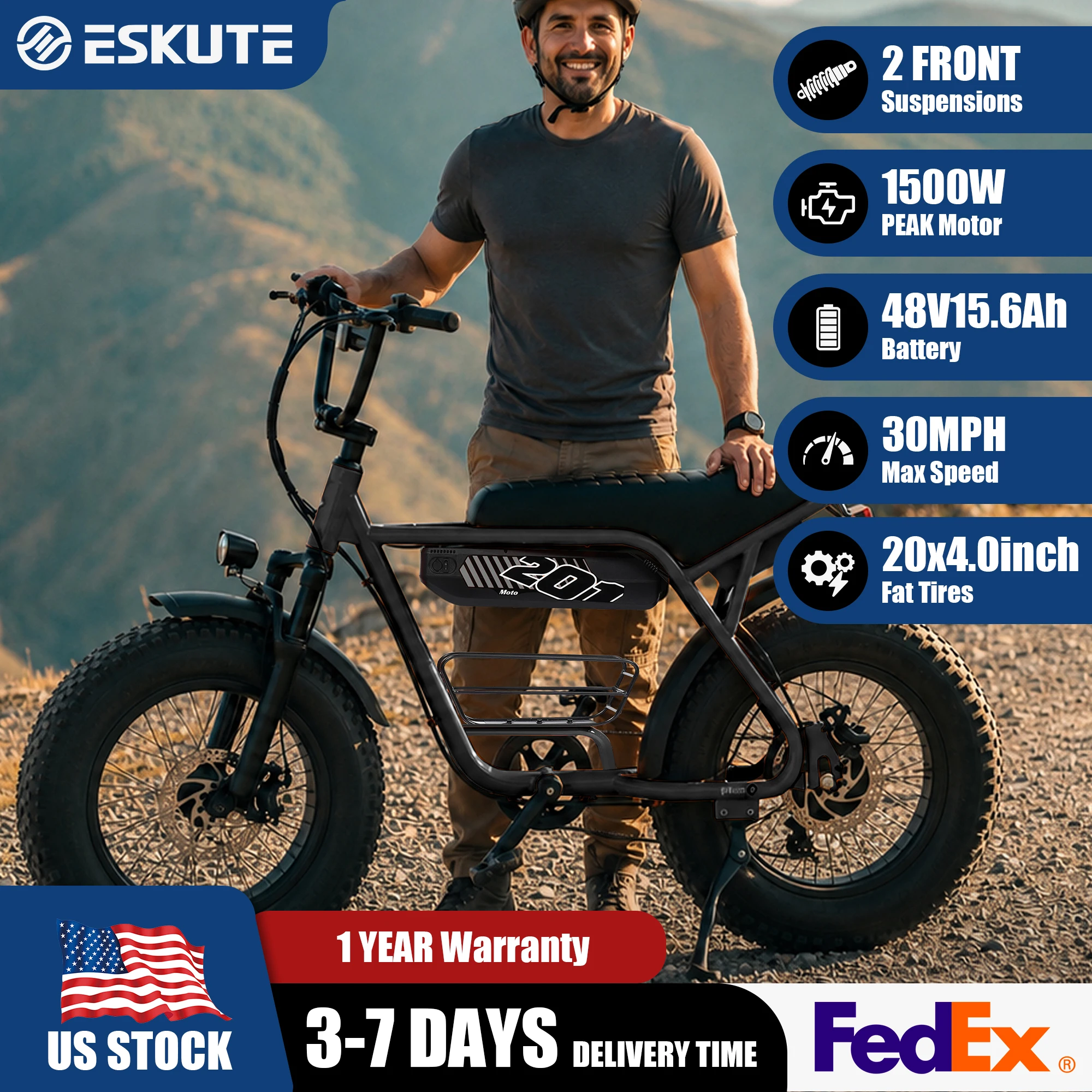 ESKUTE V201 Electric Bike for Adults & Teens ,20