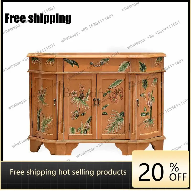 

XX American country painted entrance cabinet living room retro solid wood edge cabinet