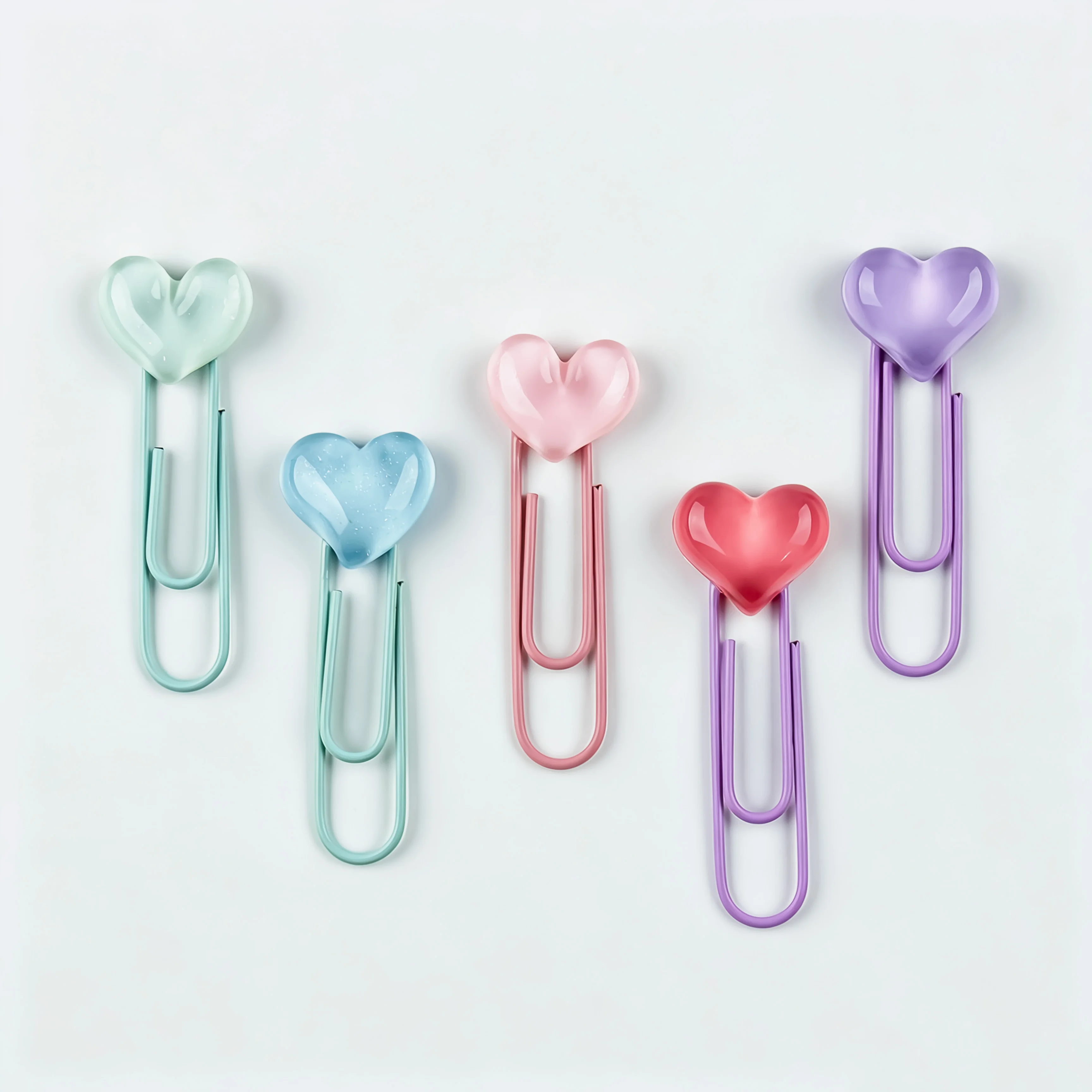 Translucent Heart Paper Clips Cute Page Marker Macaron Decorative Paperclip Journal Office School Stationery
