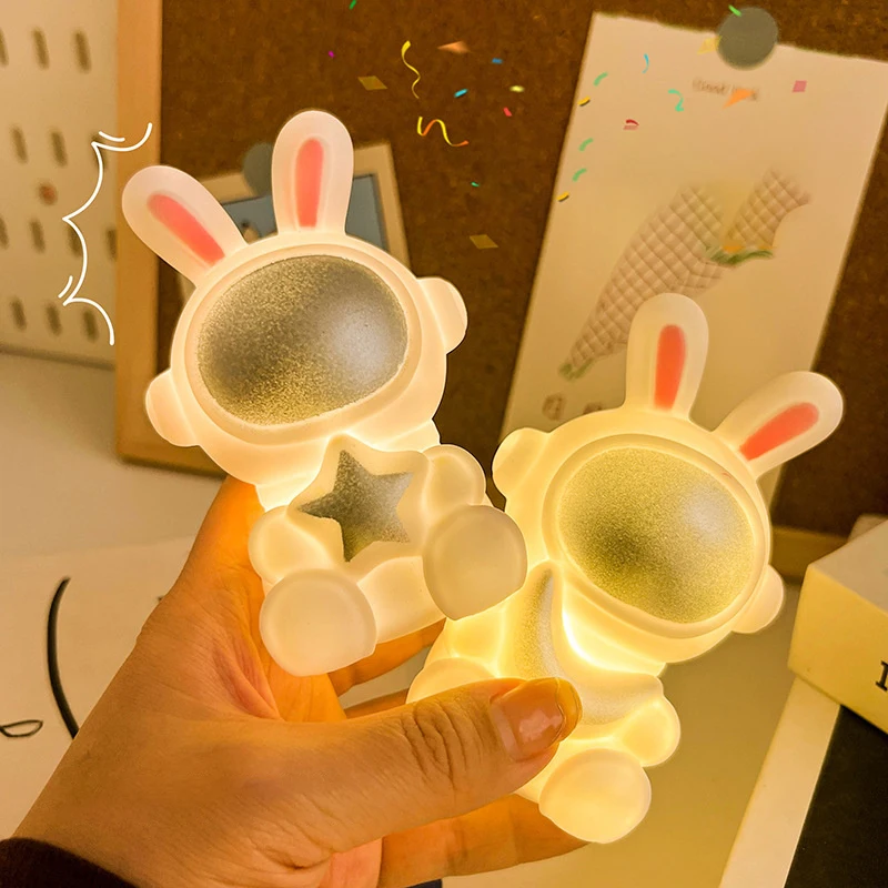 Creative Gift Astronaut Nightlight Cute Cartoon Rabbit Bedside Table Decoration