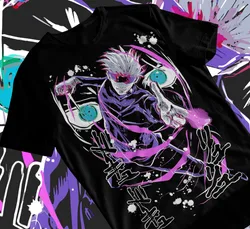 Jujutsu Kaisen Gojo Satoru t-shirt nera Anime Manga t-shirt Soft Tee